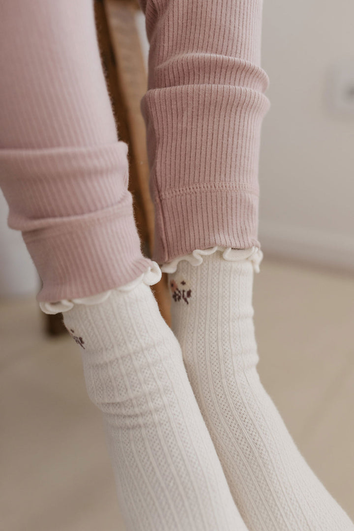 ORGANIC COTTON FINE RIB LEGGING - POWDER PINK