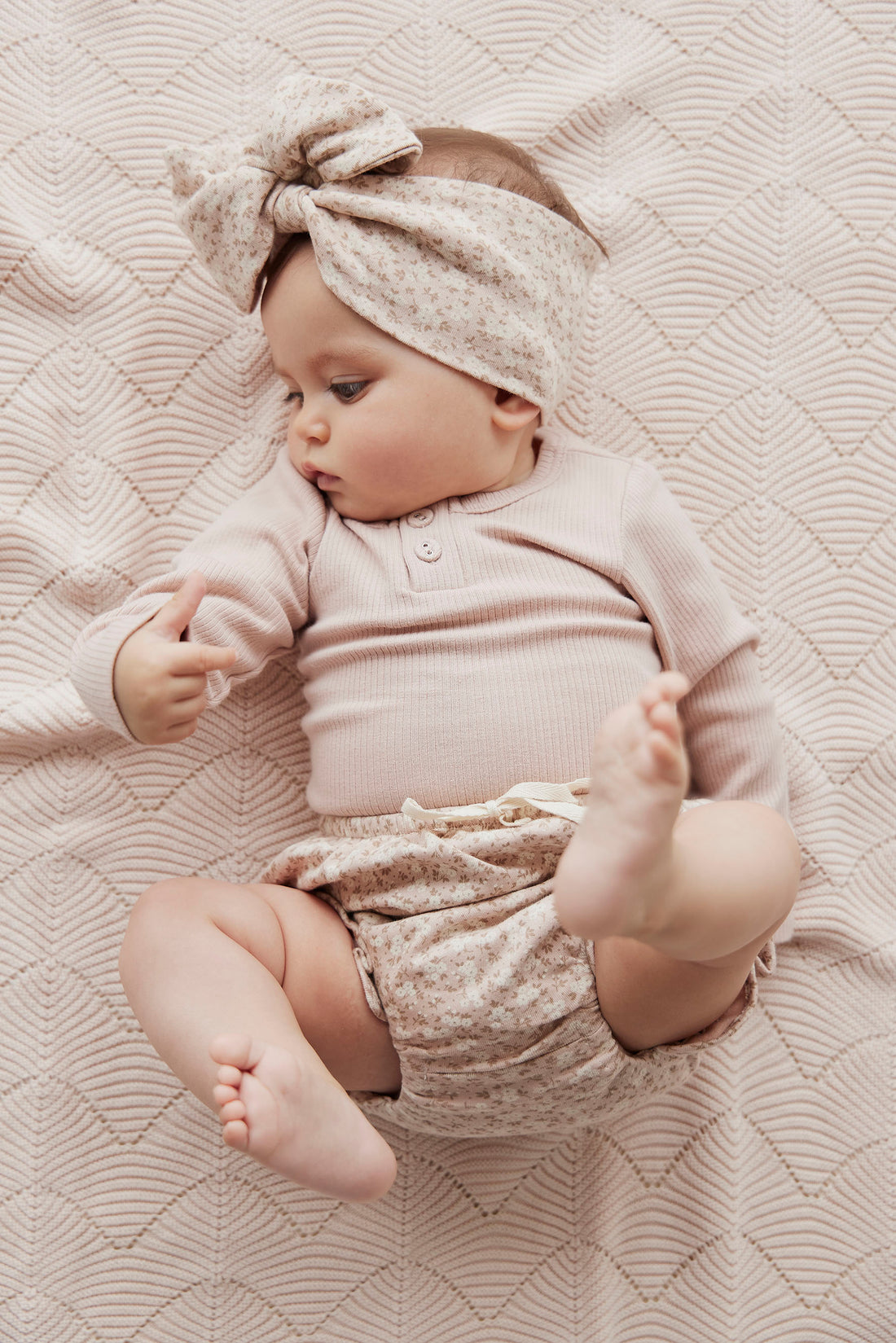 ORGANIC COTTON FINE RIB LONG SLEEVE BODYSUIT -  DUSKY ROSE