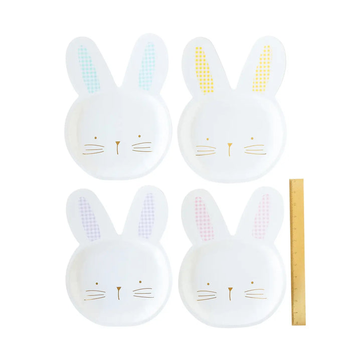 GINGHAM BUNNY SHAPED PLATE SET