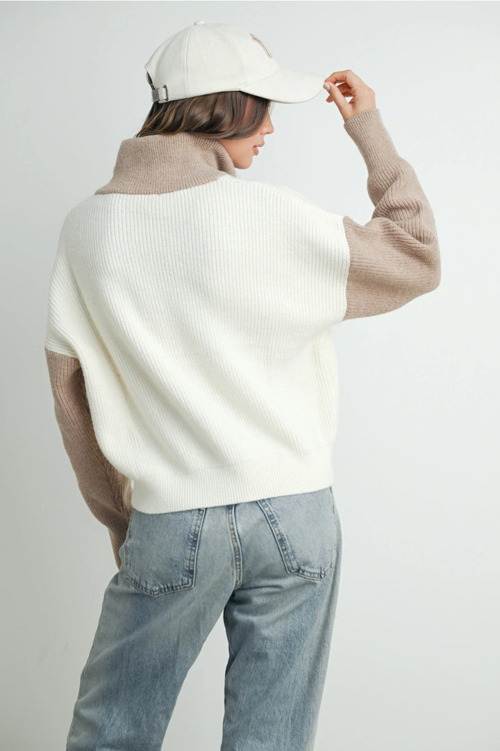 HEATHER COLOR BLOCK PULLOVER