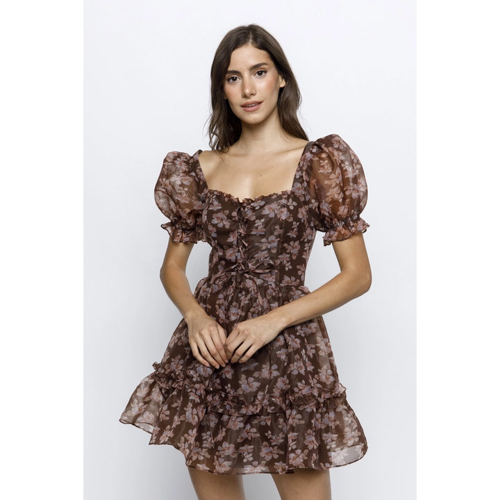 TALK OF THE TOWN FLORAL A LINE MINI DRESS