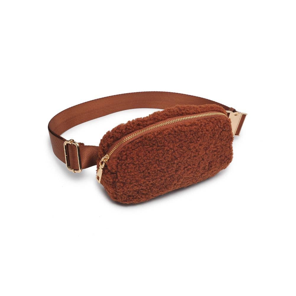 SHERRY SHERPA SHEARLING BELT BAG - ROSE