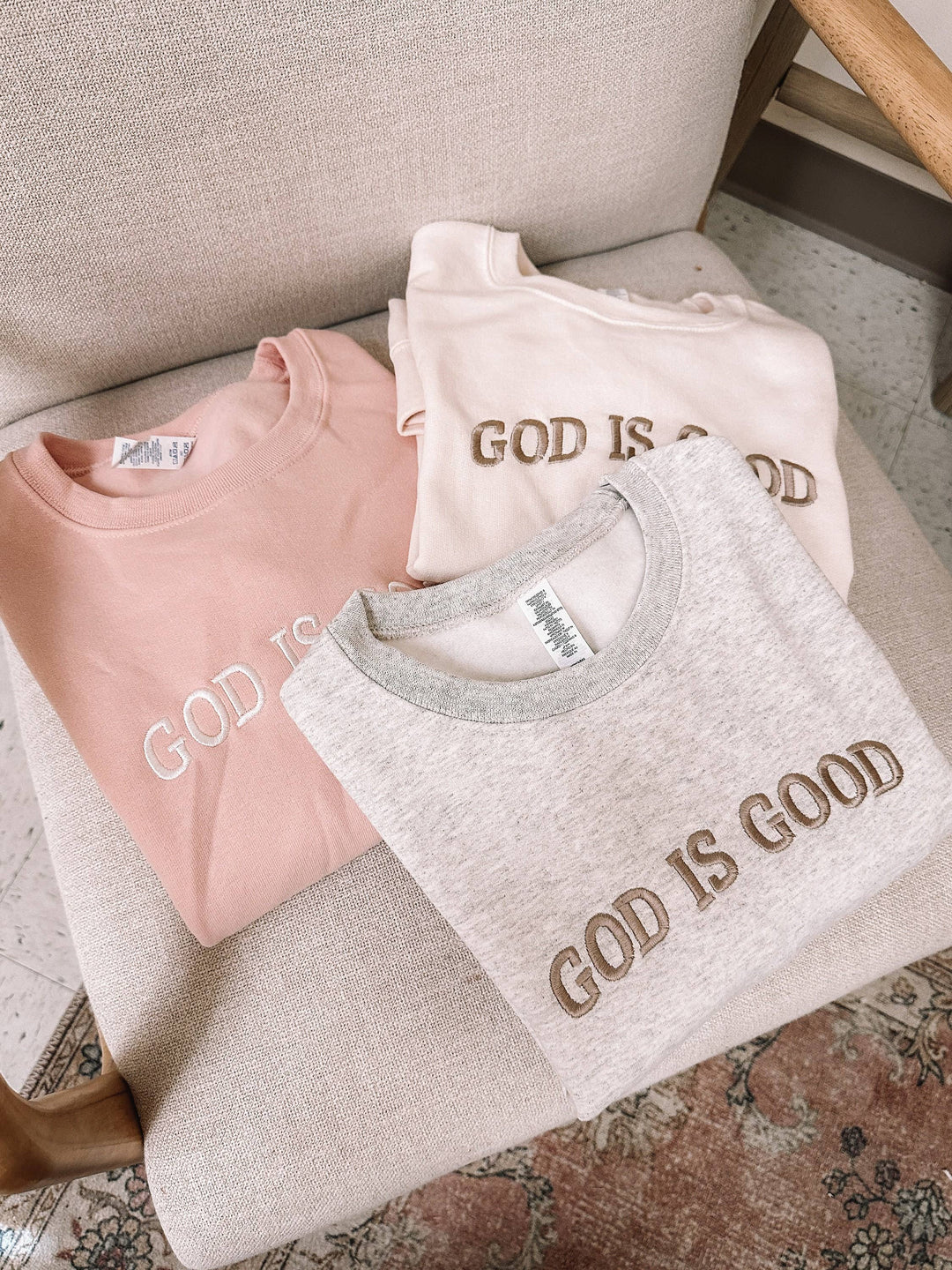 GOD IS GOOD SWEATSHIRT - DUSTY PINK