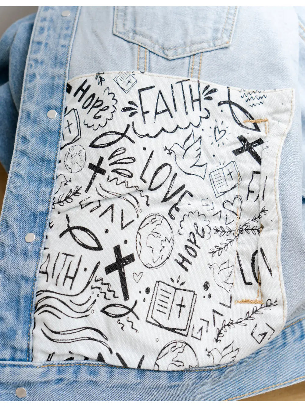 WHAT A FRIEND IN JESUS DENIM JACKET