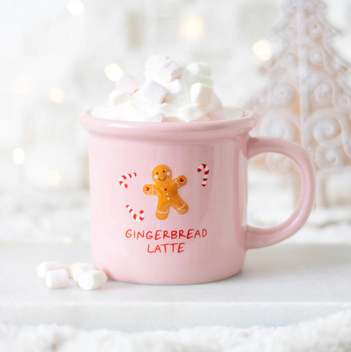 PINK GINGERBREAD LATTE CHRISTMAS MUG