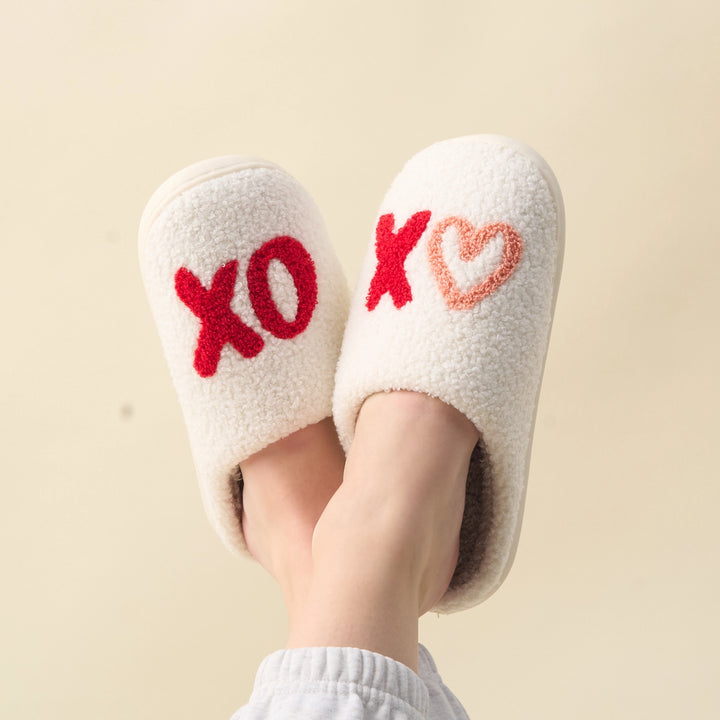 XOXO FUZZY SLIPPERS