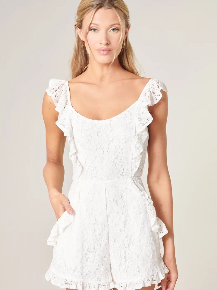 LOVE LETTERS RUFFLE LACE ROMPER