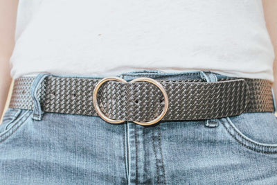 ARLEE DOUBLE BUCKLE VEGAN LEATHER BELT - BLACK - Brinisity