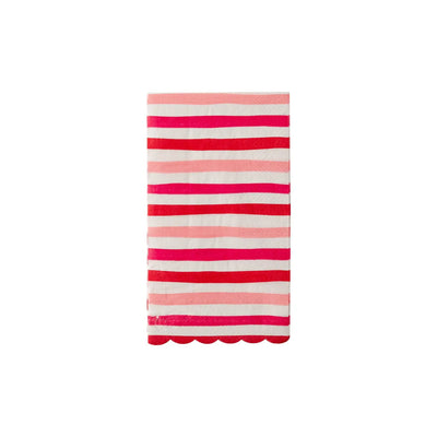 RED + PINK STRIPED SCALLOP GUEST TOWEL
