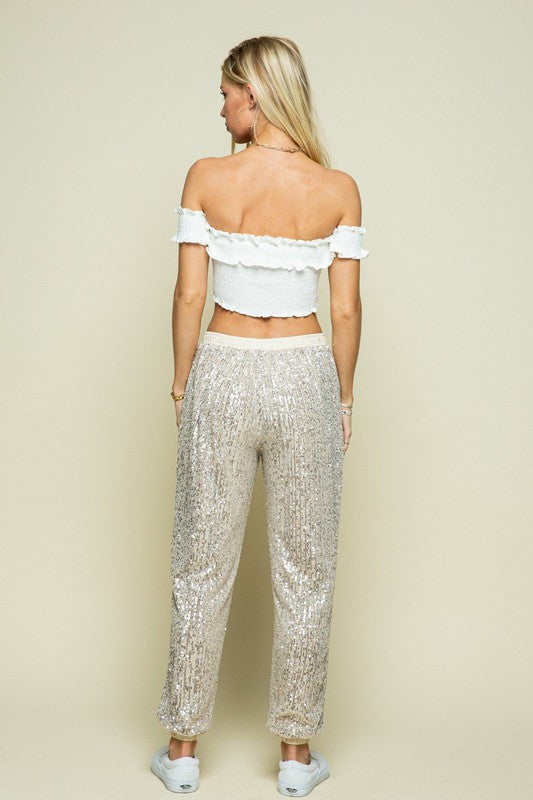 JUST DANCE POCKETED SEQUIN JOGGERS