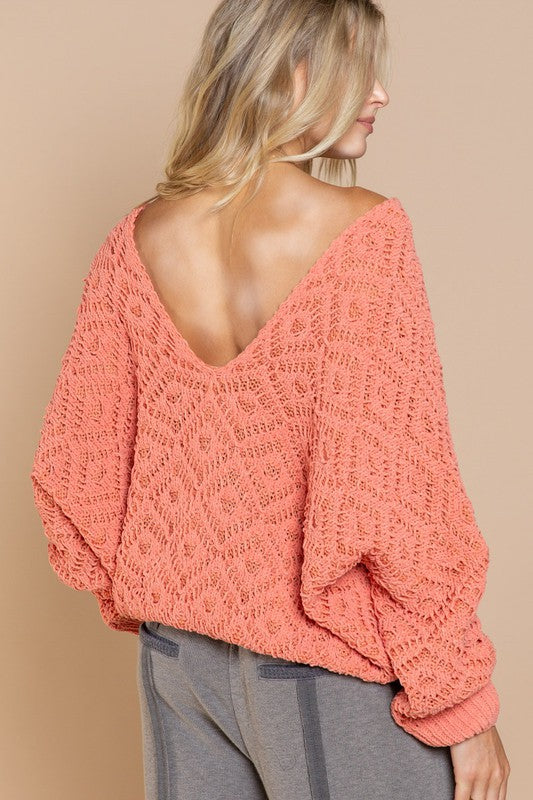 COLE VALLEY CHENILLE SWEATER - SALMON ORANGE