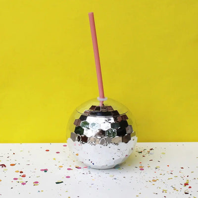 SILVER DISCO BALL DRINK CUP