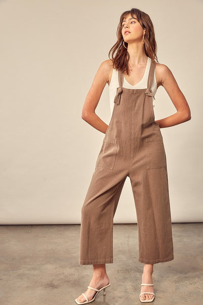 EVERYTHING NICE COTTON POCKETED JUMPSUIT - DARK OLIVE