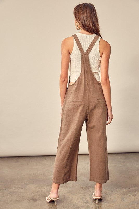EVERYTHING NICE COTTON POCKETED JUMPSUIT - DARK OLIVE