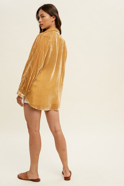 IZZY VELVET BUTTON DOWN TOP