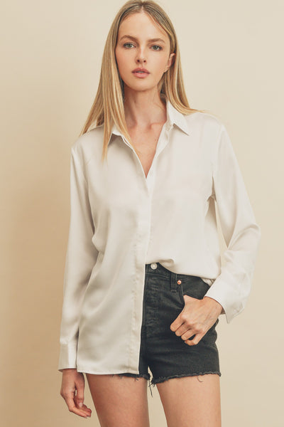 KNOW IT ALL - PEARL BUTTON DOWN BLOUSE