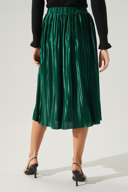 CHRISTMAS EVE PLEATED MIDI SKIRT