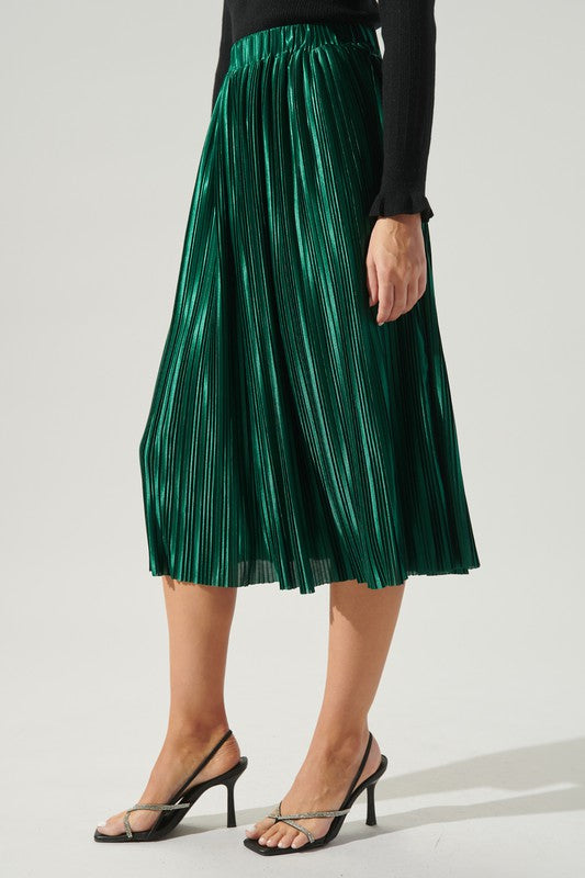 CHRISTMAS EVE PLEATED MIDI SKIRT