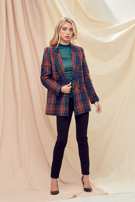 FRANKLIN METALLIC PLAID BLAZER