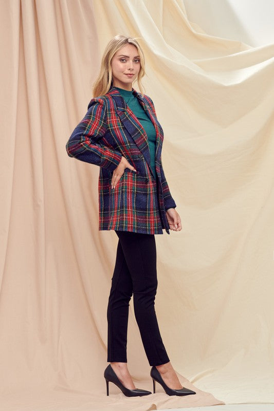 FRANKLIN METALLIC PLAID BLAZER