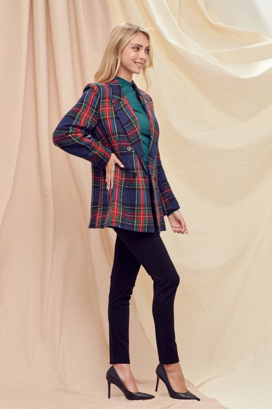 FRANKLIN METALLIC PLAID BLAZER