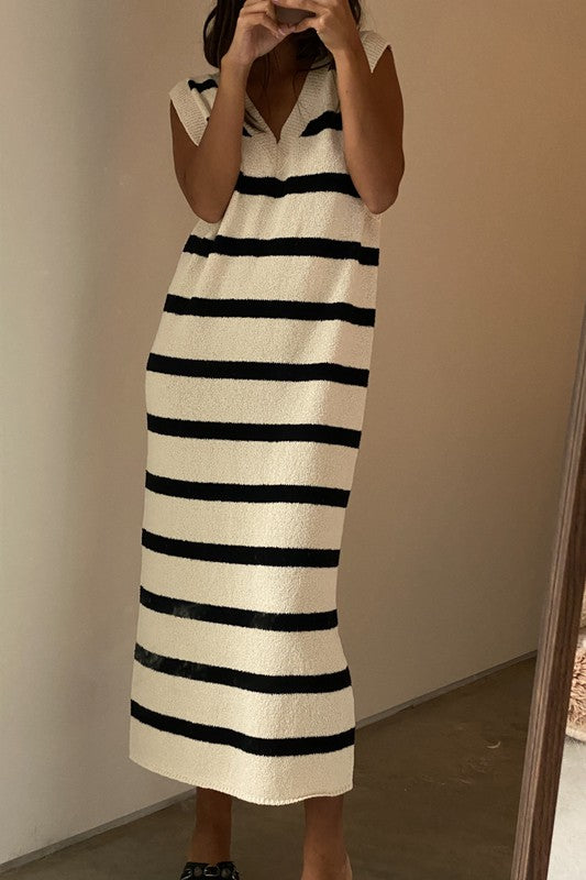 AS IF STRIPED KNIT DRESS