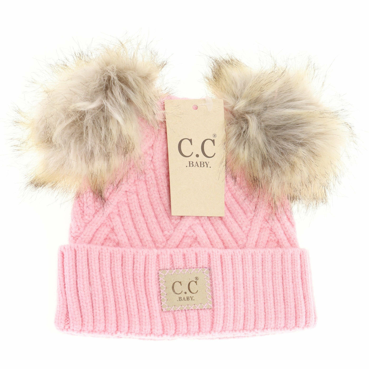 HEATHERED DOUBLE POM BEANIE - PINK (INFANT)