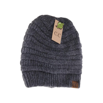FUZZY LINED BEANIE - HEATHER CHARCOAL