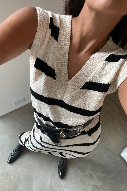 AS IF STRIPED KNIT DRESS