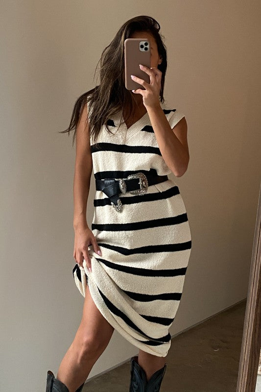 AS IF STRIPED KNIT DRESS