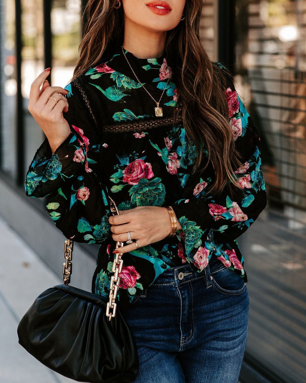 RIOS FLORAL LACE BLOUSE