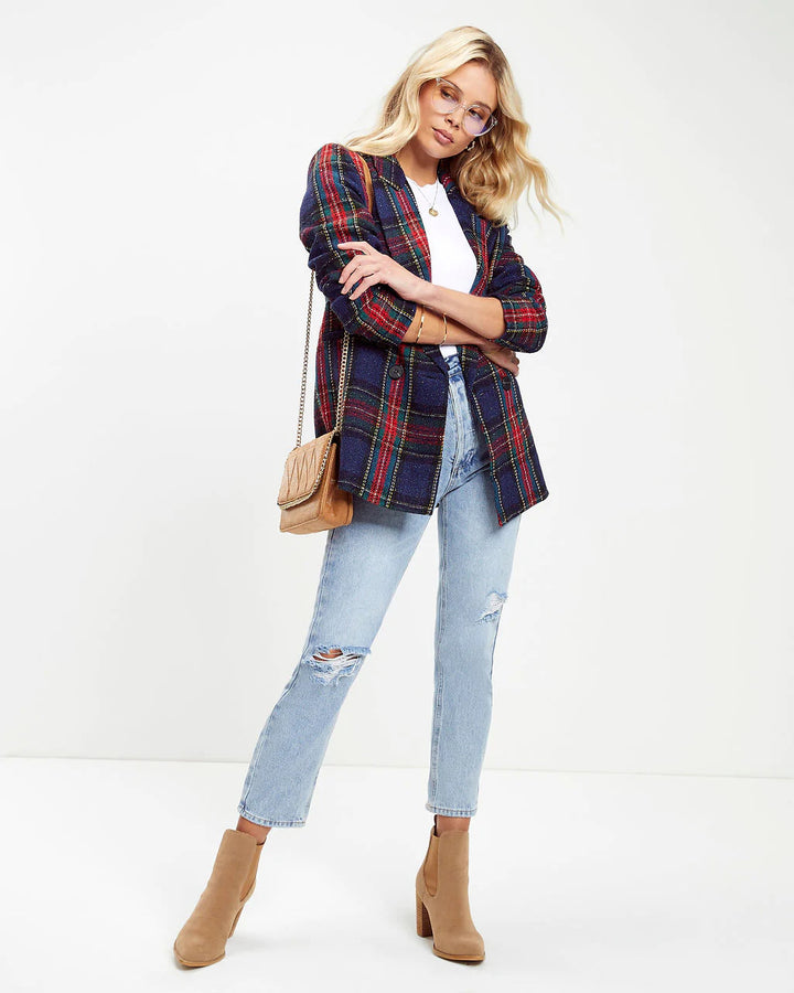 FRANKLIN METALLIC PLAID BLAZER