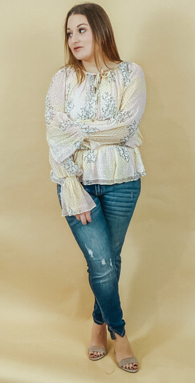 PATCHWORK RUFFLE BLOUSE