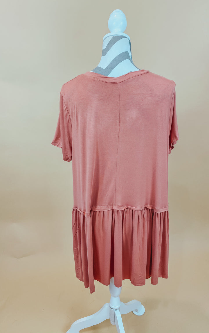 MEL RUFFLE SHORT SLEEVE TEE - ROSE