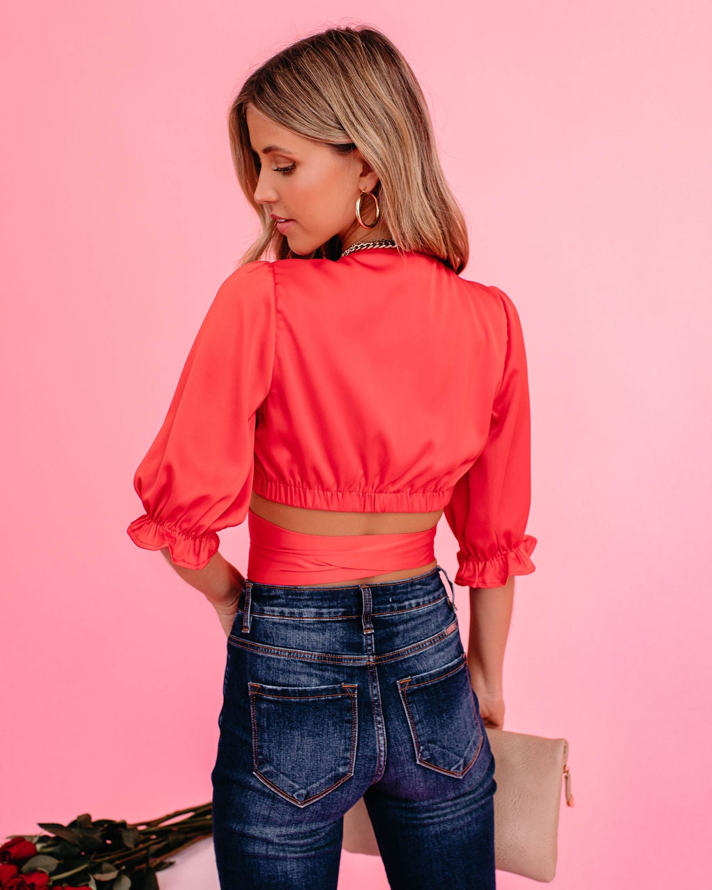 SOOTHE MY SOUL SATIN WRAP CROP TOP