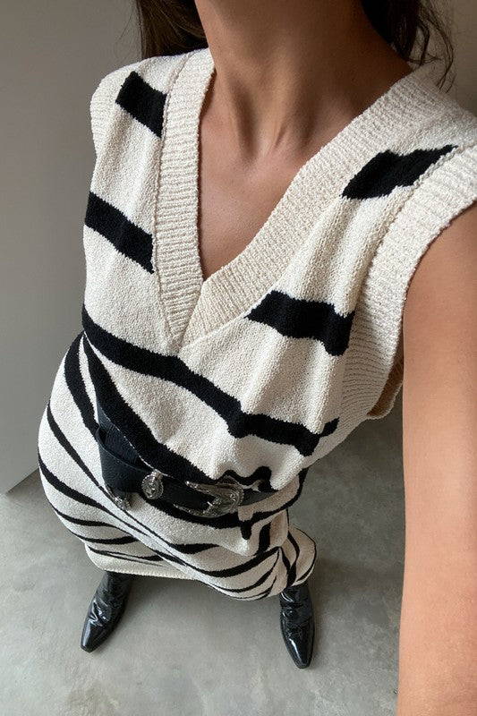 AS IF STRIPED KNIT DRESS