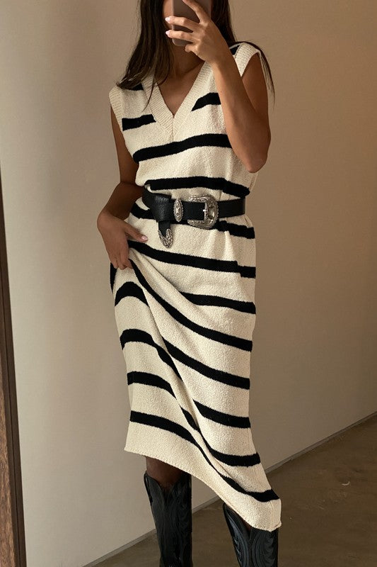 AS IF STRIPED KNIT DRESS