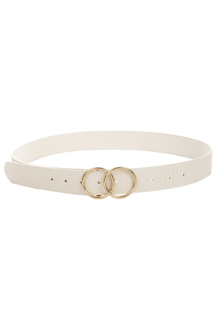 ARLEE DOUBLE BUCKLE VEGAN LEATHER BELT - WHITE - Brinisity