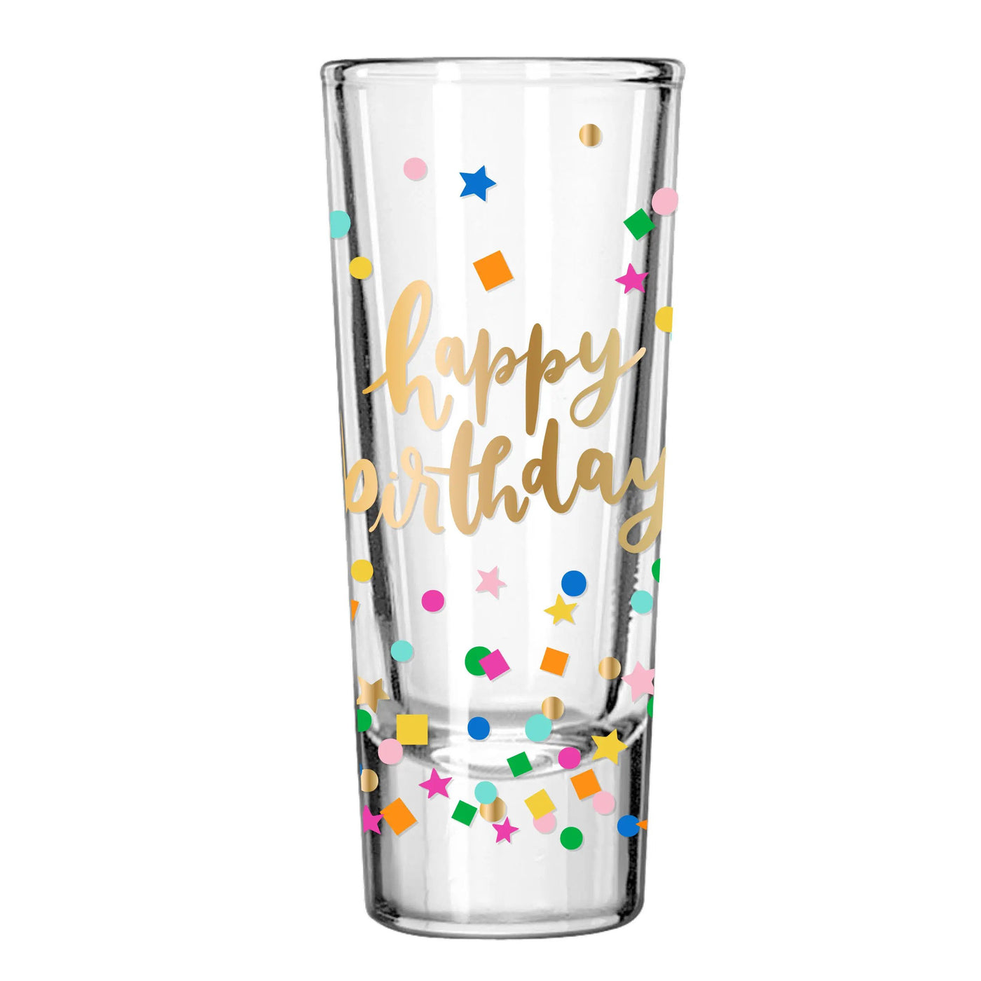 CONFETTI HAPPY BIRTHDAY SHOT GLASS