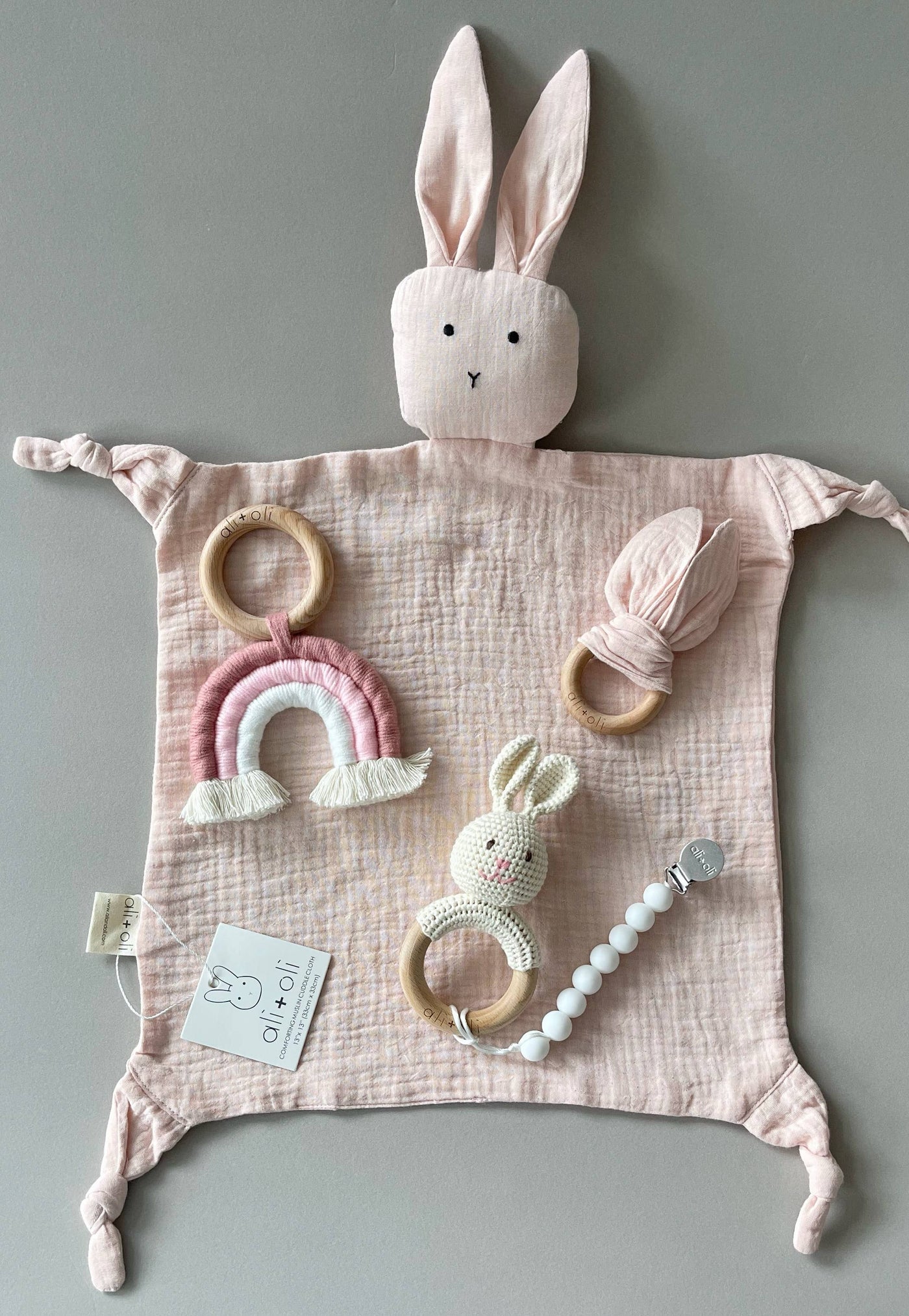 Cuddle Security Blanket Soft Muslin Cotton - Bunny (Pink)