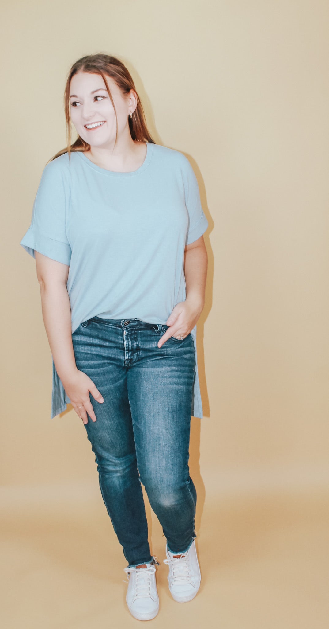 SAMMY ROUND NECK TEE - ASH BLUE